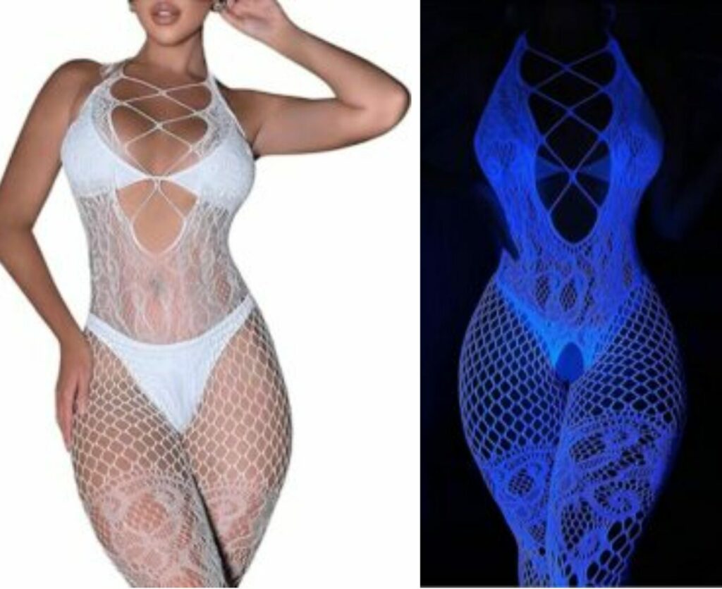 Glow in Dark Bodystocking Fishnet Sheer Mesh